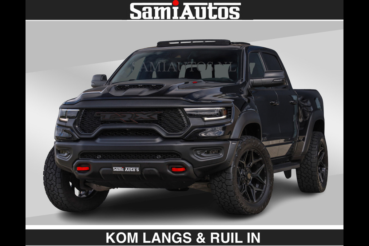 Dodge Ram TRX HELLCAT | 6.2 V8 712PK SUPERCHARGER | RODE STIKSELS | FULLY LOADED | CARBON | CREW CAB | DUBBELE CABINE | 5 PERSOONS | De specialist in Amerikaanse pick‑ups in Nederland en Europa.