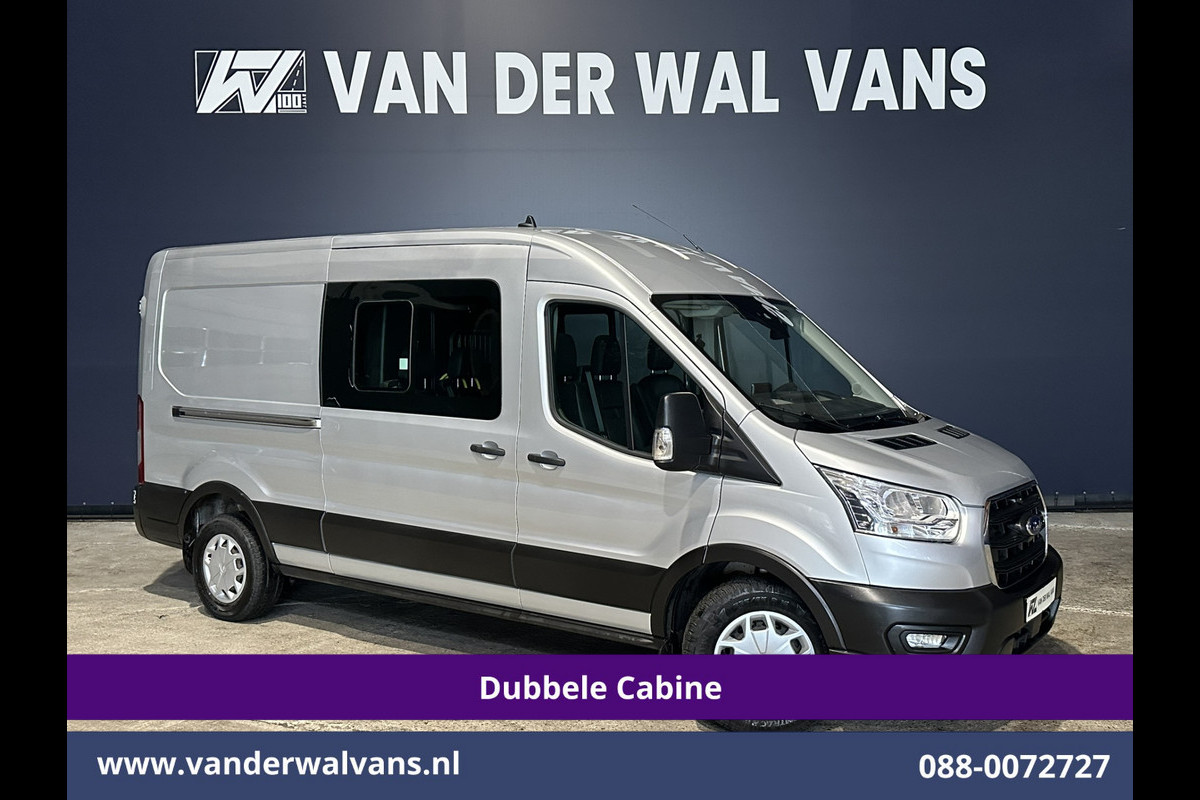 Ford Transit 2.0 TDCI 131pk L3H2 Dubbele Cabine Euro6 Airco | 7-Zits | Camera | Navigatie | 2500kg Trekhaak | Apple Carplay Cruisecontrol, Android Auto, Verwarmde Voorruit, Parkeersensoren, Bijrijdersbank, Leder