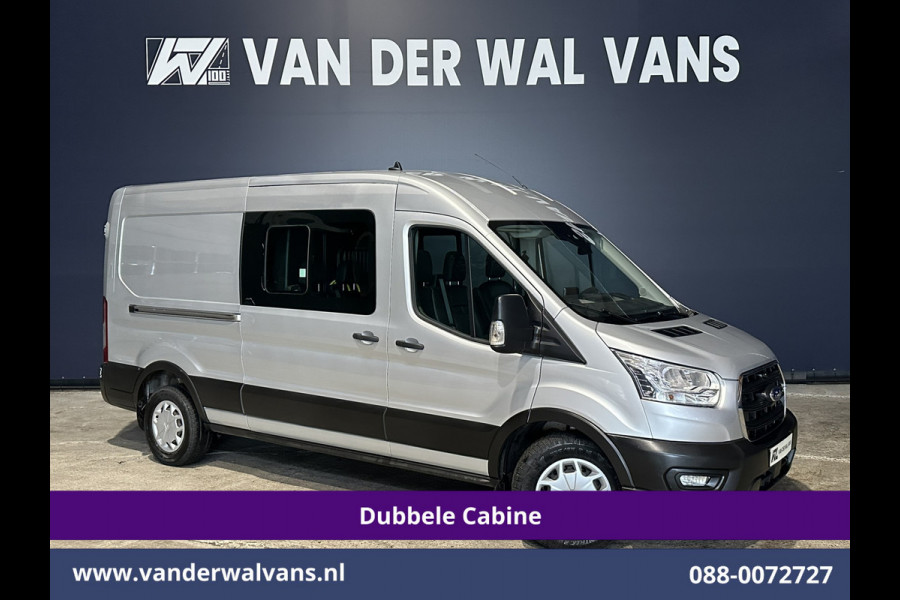 Ford Transit 2.0 TDCI 131pk L3H2 Dubbele Cabine Euro6 Airco | 7-Zits | Camera | Navigatie | 2500kg Trekhaak | Apple Carplay Cruisecontrol, Android Auto, Verwarmde Voorruit, Parkeersensoren, Bijrijdersbank, Leder