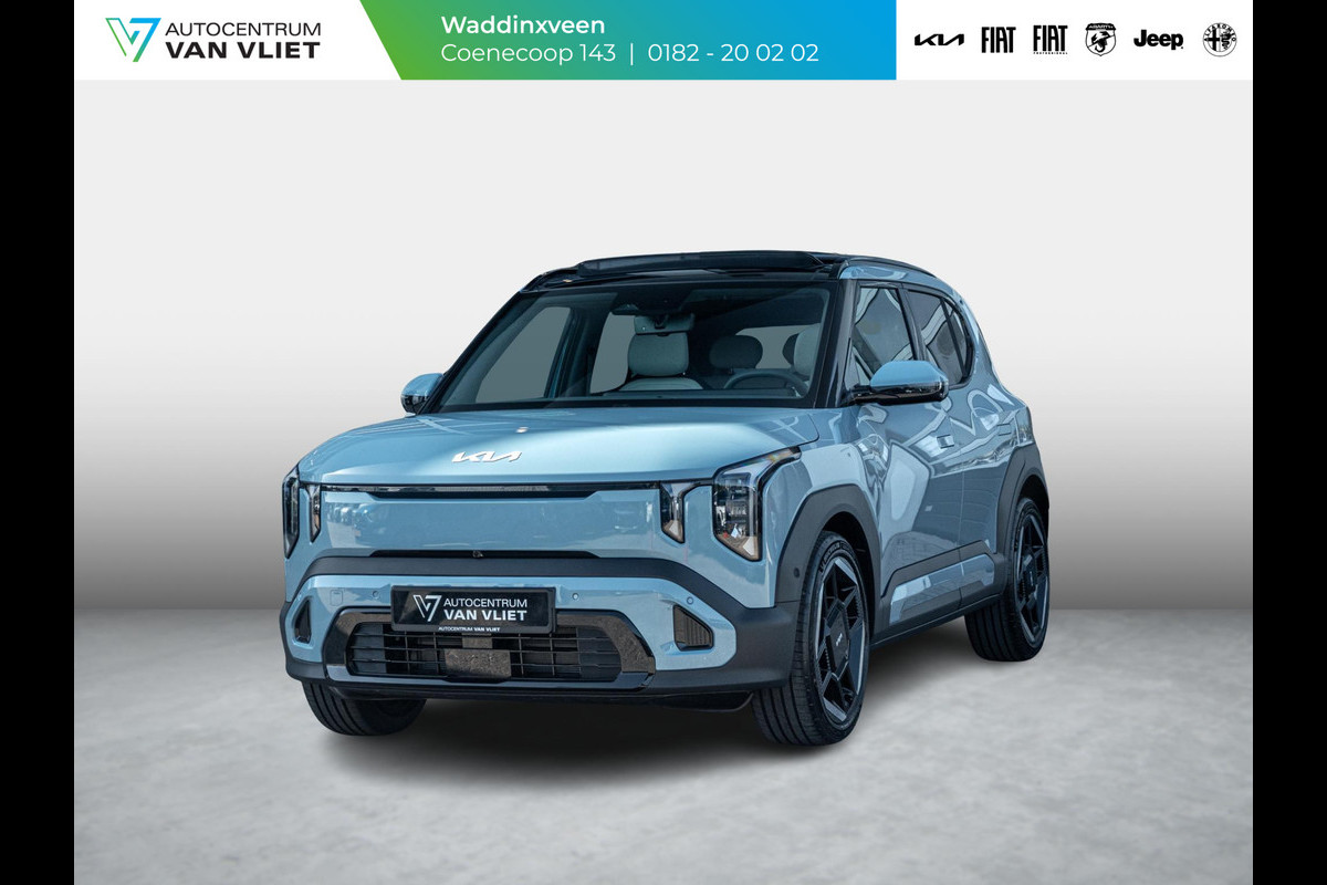 Kia EV2 GT-Line 61 kWh | 5p. | Actieprijs* | Navi. | Clima. | Adapt. Cruise. | Stoel&Stuur Verwarming | Dakrails | 15L Frunk | Harman Kardon | Glazen Kanteldak | Vegan Lederen Stoelbekleding 'GT-Line' | Slimme Parkeerassistentie | Dodehoekcamera