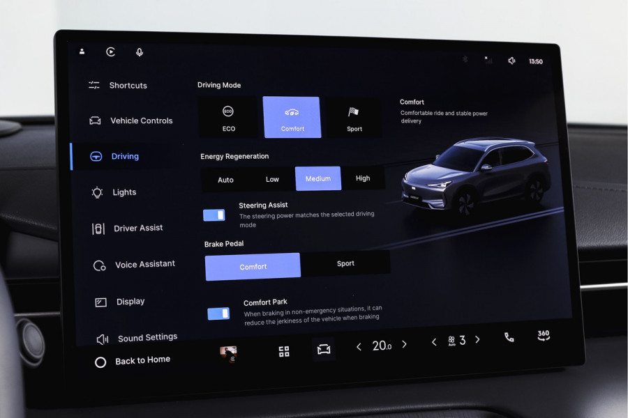 GEELY E5 Max+ 68 kWh | Pano | 360 Camera | V2L | Warmtepomp | HUD | Stoelverwarming & verkoeling | Massagestoelen+Memory | Elek. klep | Flyme |  | 19" | 2335
