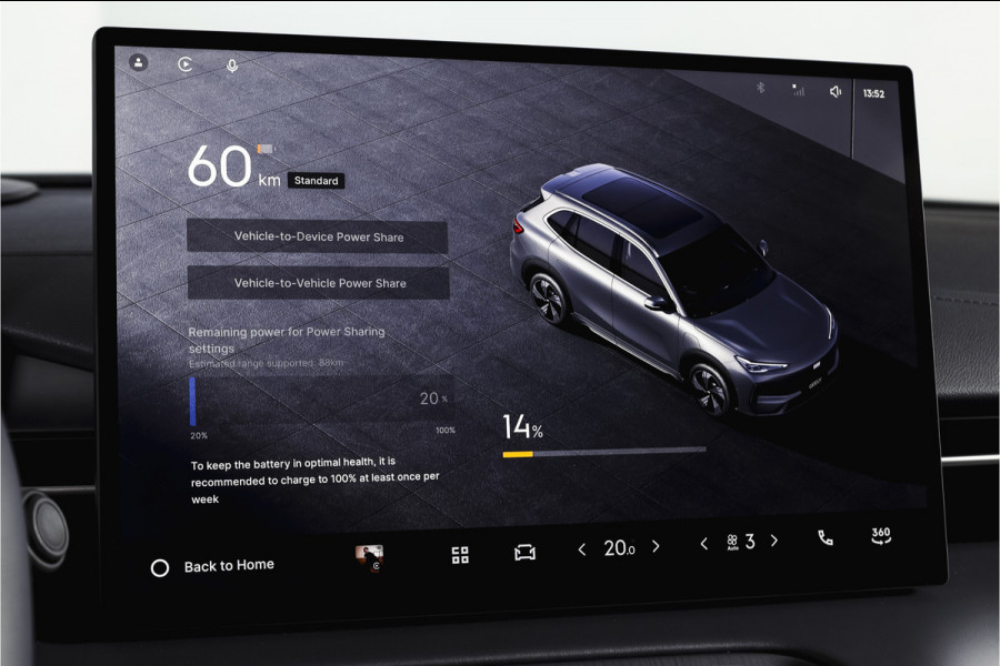 GEELY E5 Max+ 68 kWh | Pano | 360 Camera | V2L | Warmtepomp | HUD | Stoelverwarming & verkoeling | Massagestoelen+Memory | Elek. klep | Flyme |  | 19" | 2335