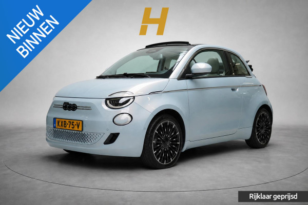 Fiat 500E Cabrio La Prima by Bocelli 42 kWh | SoH 94,9% | Navigatie | Carplay | Camera | Stoelverwarming | JBL | Parkeersensoren