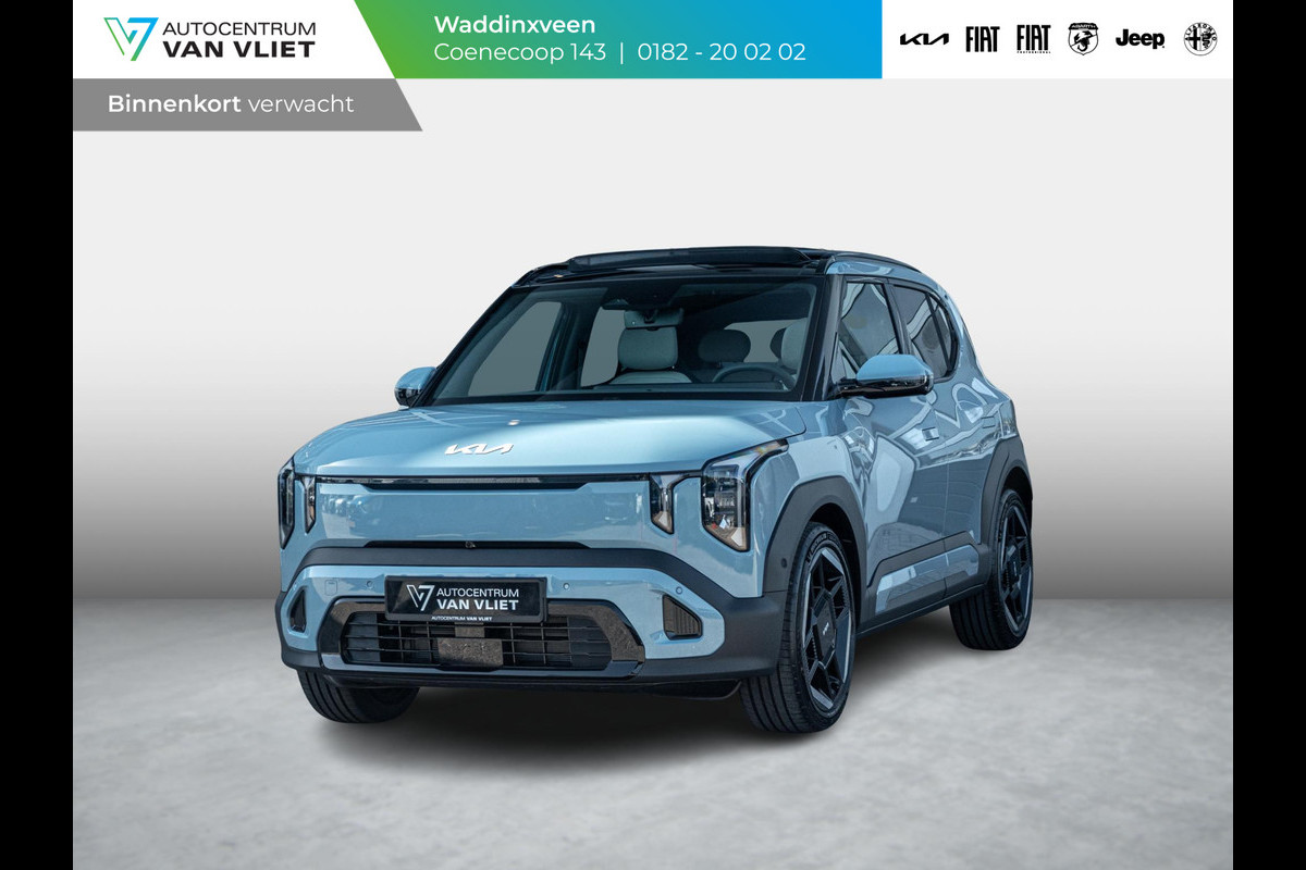 Kia EV2 GT-Line 61 kWh | 5p. | Actieprijs* | Navi. | Clima. | Adapt. Cruise. | Stoel&Stuur Verwarming | Dakrails | 15L Frunk | Harman Kardon | Glazen Kanteldak | Vegan Lederen Stoelbekleding 'GT-Line' | Slimme Parkeerassistentie | Dodehoekcamera
