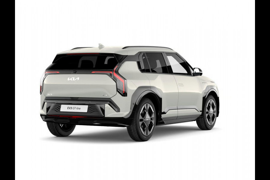 Kia EV3 GT-PlusLine 81.4 kWh | Actieprijs* | Navi. | Clima. | Adapt. Cruise. | Dodehoekassistentie | Stoel&Stuur Verwarming | Glazen Schuif-/Kanteldak | Harman Kardon | GT-Line Vegan Lederen Stoelbekleding | Dodehoekcamera | Slimme Parkeerassistentie