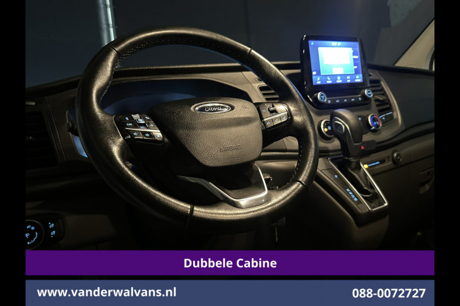 Ford Transit Custom 2.0 TDCI 131pk Automaat L2H1 Dubbele Cabine Euro6 Airco | 6-Zits | Camera | Navigatie | LED | Apple Carplay Adaptieve Cruisecontrol, Android Auto, Trekhaak, Verwarmde Voorruit, Parkeersensoren, Bijrijdersbank, Achterklep
