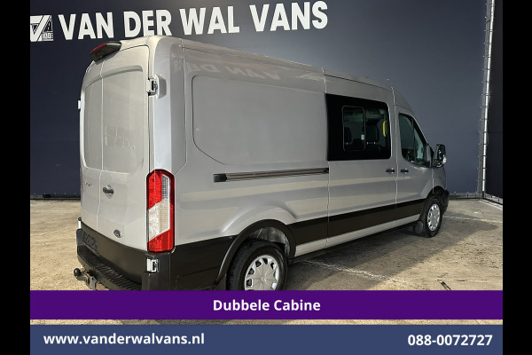 Ford Transit 2.0 TDCI 131pk L3H2 Dubbele Cabine Euro6 Airco | 7-Zits | Camera | Navigatie | 2500kg Trekhaak | Apple Carplay Cruisecontrol, Android Auto, Verwarmde Voorruit, Parkeersensoren, Bijrijdersbank, Leder