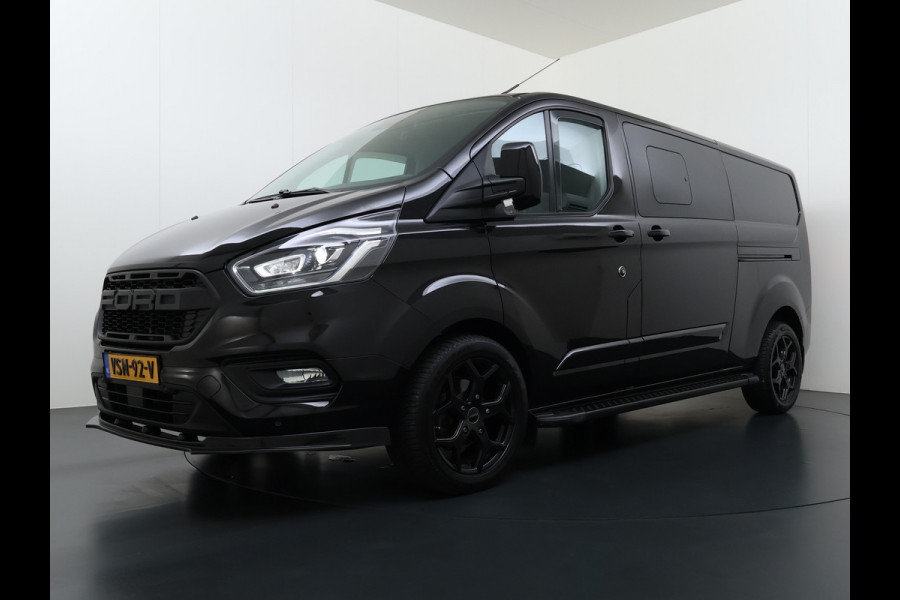 Ford Transit Custom 320 2.0TDCI 170PK Automaat L2H1 Dubbele Cabine 2X Schuifdeur Adap.Cruise 5-Persoons Leder+Verwarmd Trekhaak Navi Camera Pdc Appl Euro 6 Lmv 18" Sidebars Betonplex Vloer Wandbetimmering Lane Assist 3.200KG Trekgewicht