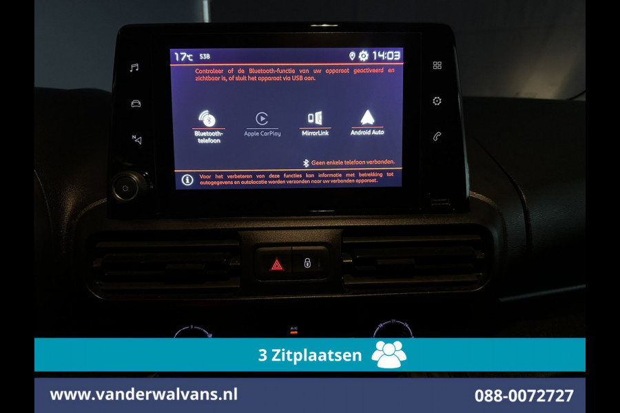 Citroën Berlingo 1.5 BlueHDi 102pk L1H1 Euro6 Airco | 3-Zits | Camera | Apple Carplay | Cruisecontrol Android Auto, Parkeersensoren