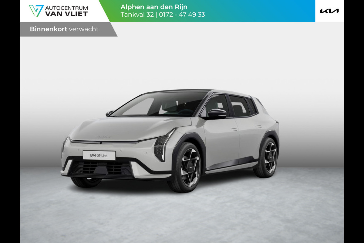 Kia EV4 GT-PlusLine 81.4 kWh | Actieprijs* | Navi. | Clima. | Adapt. Cruise. | Dodehoekcamera | Glazen Schuif-/Kanteldak | Harman Kardon | GT-Line Vegan Lederen Stoelbekleding | Slimme Parkeerassistentie