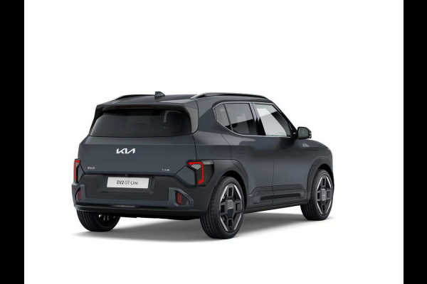 Kia EV2 GT-Line 61 kWh | 5p. | Actieprijs* | Navi. | Clima. | Adapt. Cruise | Stoel&Stuur Verwarming | Dakrails | 15L Frunk | Harman Kardon | Glazen Kanteldak | Vegan Lederen Stoelbekleding 'Black-Line' | Dodehoekcamera