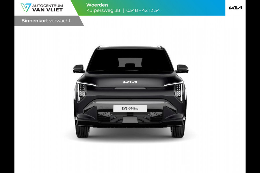 Kia EV3 GT-PlusLine 81.4 kWh | Actieprijs* | Navi. | Clima. | Adapt. Cruise. | Dodehoekassistentie | Stoel&Stuur Verwarming | Glazen Schuif-/Kanteldak | Harman Kardon | Vegan Lederen Stoelbekleding 'GT-Line' | Dodehoekcamera