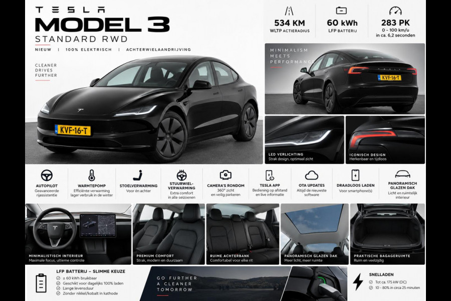 Tesla Model 3 RWD 60 kWh 534KM LFP AUTOPILOT LED WARMTEPOMP STOEL+STUURVERWARMING