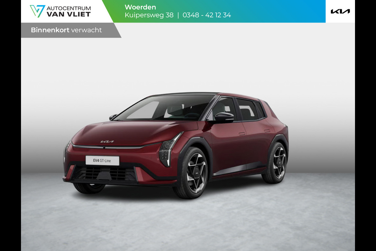Kia EV4 GT-PlusLine 81.4 kWh | Actieprijs* | Navi. | Clima. | Adapt. Cruise. | Dodehoekassistentie | Achteruitrijcamera | Schuif-/Kanteldak | Harman Kardon | GT-Line Bekleding In Vegan Leder | Massagefunctie | Dodehoekcamera | Slimme Parkeerassistentie