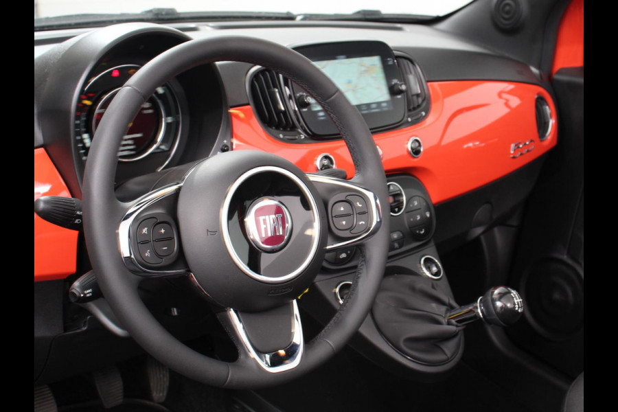 Fiat 500C 1.0 Hybrid Cabrio Navigatie Climate Control Cruise control Lichtmetalen velgen Apple Carplay/ Android Auto Navigatie Parkeersensor achter