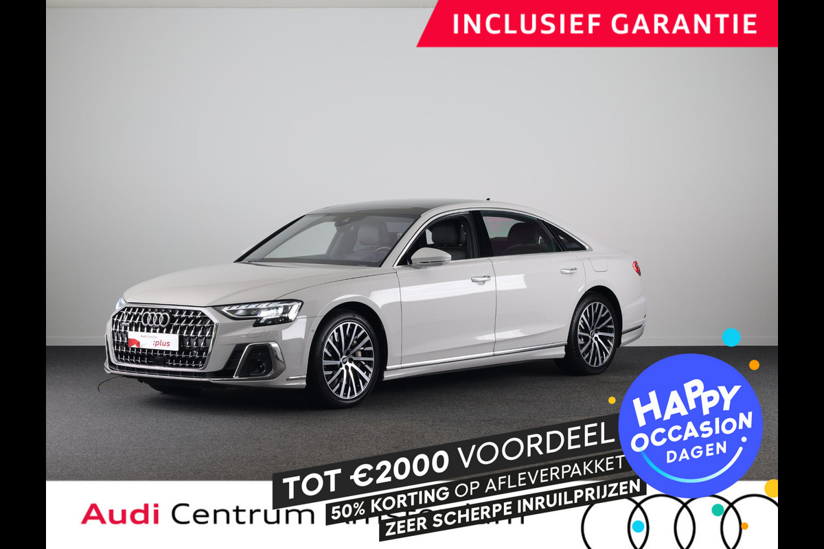 Audi A8 60 TFSI e quattro Lang 462 pk Tiptronic | Verlengde garantie | Navigatie | Panoramadak | Parkeersensoren (Park assist) | Rondomzicht camera | Stoelverwarming/ventilatie/massage v/a | B&O Soundsystem |