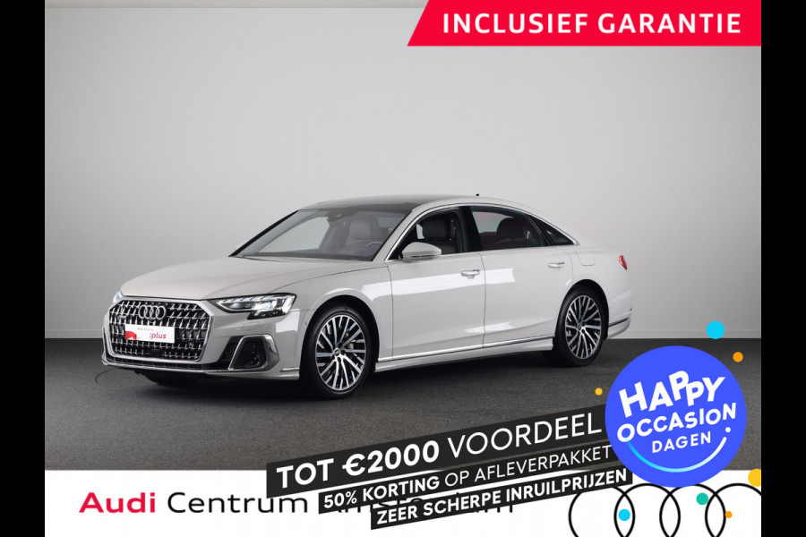 Audi A8 60 TFSI e quattro Lang 462 pk Tiptronic | Verlengde garantie | Navigatie | Panoramadak | Parkeersensoren (Park assist) | Rondomzicht camera | Stoelverwarming/ventilatie/massage v/a | B&O Soundsystem |