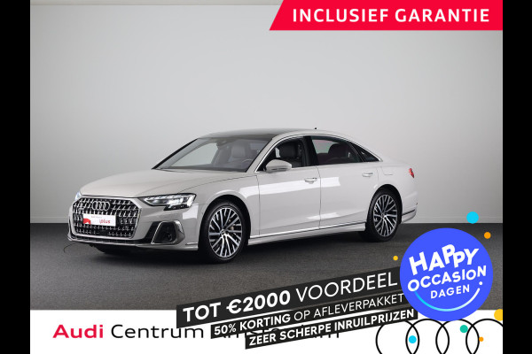 Audi A8 60 TFSI e quattro Lang 462 pk Tiptronic | Verlengde garantie | Navigatie | Panoramadak | Parkeersensoren (Park assist) | Rondomzicht camera | Stoelverwarming/ventilatie/massage v/a | B&O Soundsystem |