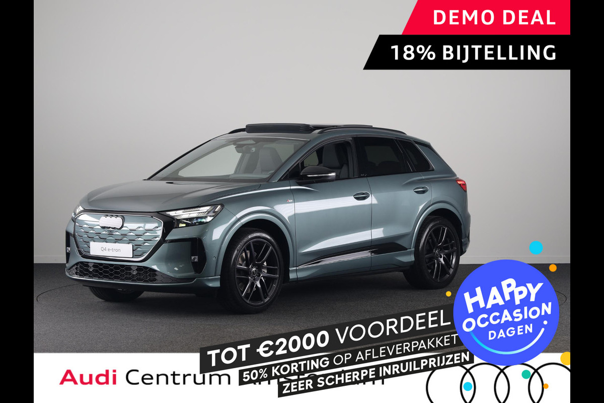 Audi Q4 e-tron S edition quattro performance 82 kWh 340pk | Nieuw model | Panoramadak | 1 inch Lichtmetalen velgen | Akoestisch glas | Head up Display | Elek.verst.best.stoel geheugen | Lederen bekleding