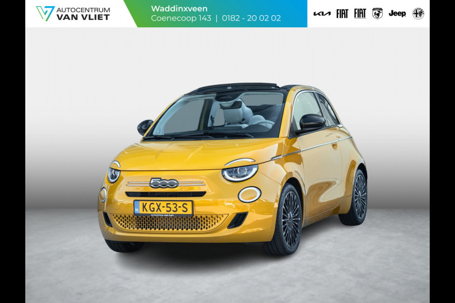 Fiat 500C Hybrid La Prima Cabrio | Clima | LED | PDC | JBL Premium Audio | 17" | Camera | Canneloni Ivory/Piombo interieur