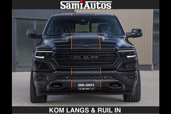 Dodge Ram BEAST | LIMITED 5.7 V8 HEMI | HUD | STRIPING | BREDE WIELEN | BLACK ON BLACK | LUCHTVERING | BOM VOL | DC | CREW CAB DUBBELE CABINE | 5 PERSOONS | GRIJSKENTEKEN |