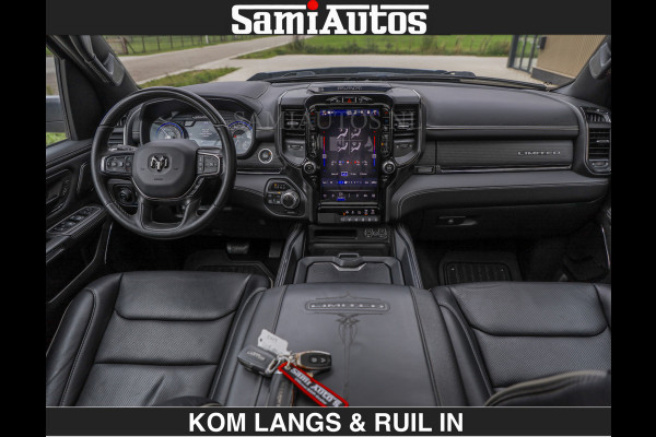 Dodge Ram BEAST | LIMITED 5.7 V8 HEMI | HUD | STRIPING | BREDE WIELEN | BLACK ON BLACK | LUCHTVERING | BOM VOL | DC | CREW CAB DUBBELE CABINE | 5 PERSOONS | GRIJSKENTEKEN |