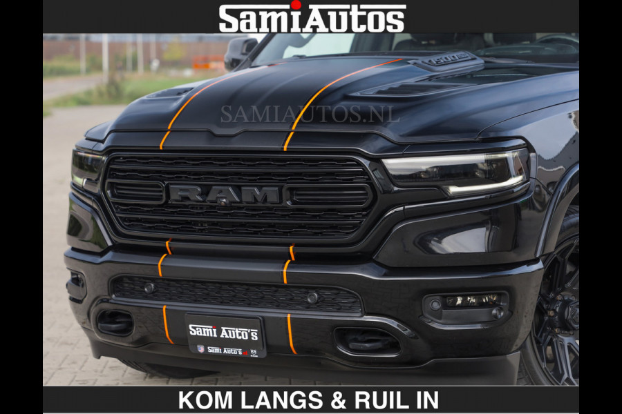 Dodge Ram BEAST | LIMITED 5.7 V8 HEMI | HUD | STRIPING | BREDE WIELEN | BLACK ON BLACK | LUCHTVERING | BOM VOL | DC | CREW CAB DUBBELE CABINE | 5 PERSOONS | GRIJSKENTEKEN |