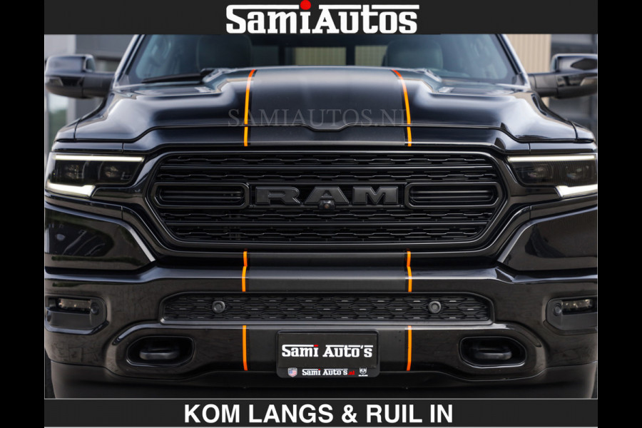 Dodge Ram BEAST | LIMITED 5.7 V8 HEMI | HUD | STRIPING | BREDE WIELEN | BLACK ON BLACK | LUCHTVERING | BOM VOL | DC | CREW CAB DUBBELE CABINE | 5 PERSOONS | GRIJSKENTEKEN |