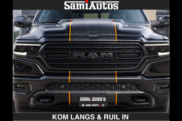 Dodge Ram BEAST | LIMITED 5.7 V8 HEMI | HUD | STRIPING | BREDE WIELEN | BLACK ON BLACK | LUCHTVERING | BOM VOL | DC | CREW CAB DUBBELE CABINE | 5 PERSOONS | GRIJSKENTEKEN |