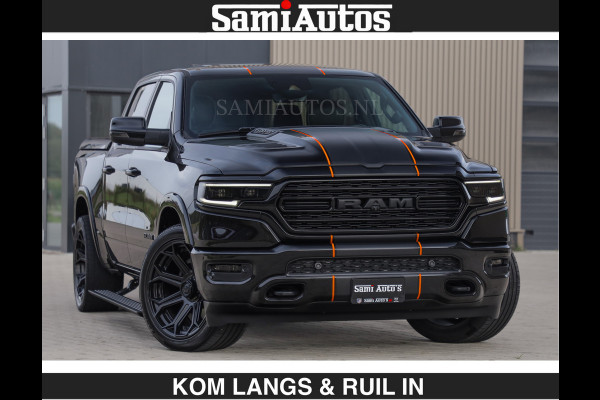 Dodge Ram BEAST | LIMITED 5.7 V8 HEMI | HUD | STRIPING | BREDE WIELEN | BLACK ON BLACK | LUCHTVERING | BOM VOL | DC | CREW CAB DUBBELE CABINE | 5 PERSOONS | GRIJSKENTEKEN |