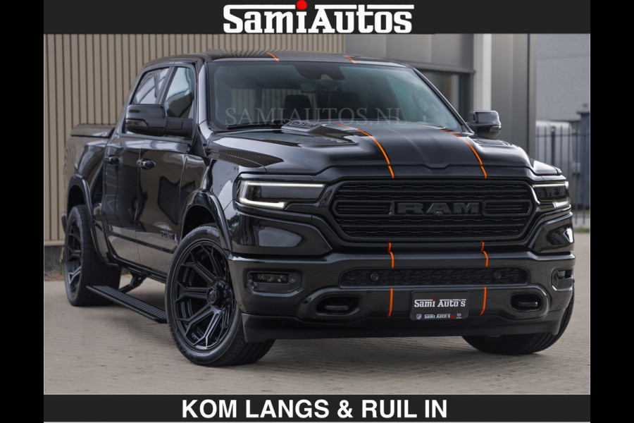 Dodge Ram BEAST | LIMITED 5.7 V8 HEMI | HUD | STRIPING | BREDE WIELEN | BLACK ON BLACK | LUCHTVERING | BOM VOL | DC | CREW CAB DUBBELE CABINE | 5 PERSOONS | GRIJSKENTEKEN |
