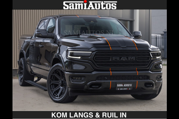 Dodge Ram BEAST | LIMITED 5.7 V8 HEMI | HUD | STRIPING | BREDE WIELEN | BLACK ON BLACK | LUCHTVERING | BOM VOL | DC | CREW CAB DUBBELE CABINE | 5 PERSOONS | GRIJSKENTEKEN |