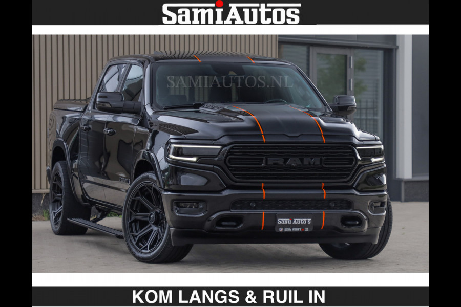 Dodge Ram BEAST | LIMITED 5.7 V8 HEMI | HUD | STRIPING | BREDE WIELEN | BLACK ON BLACK | LUCHTVERING | BOM VOL | DC | CREW CAB DUBBELE CABINE | 5 PERSOONS | GRIJSKENTEKEN |