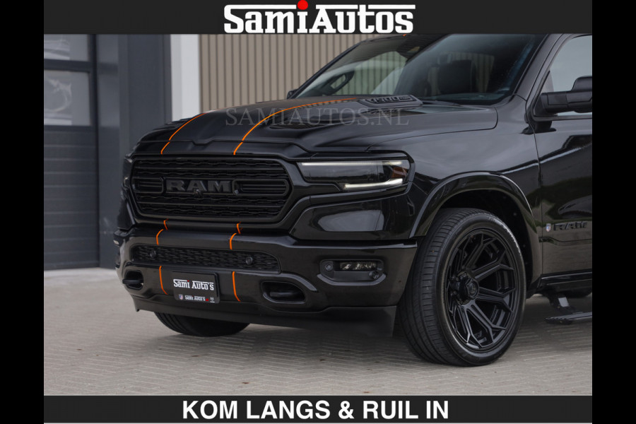 Dodge Ram BEAST | LIMITED 5.7 V8 HEMI | HUD | STRIPING | BREDE WIELEN | BLACK ON BLACK | LUCHTVERING | BOM VOL | DC | CREW CAB DUBBELE CABINE | 5 PERSOONS | GRIJSKENTEKEN |