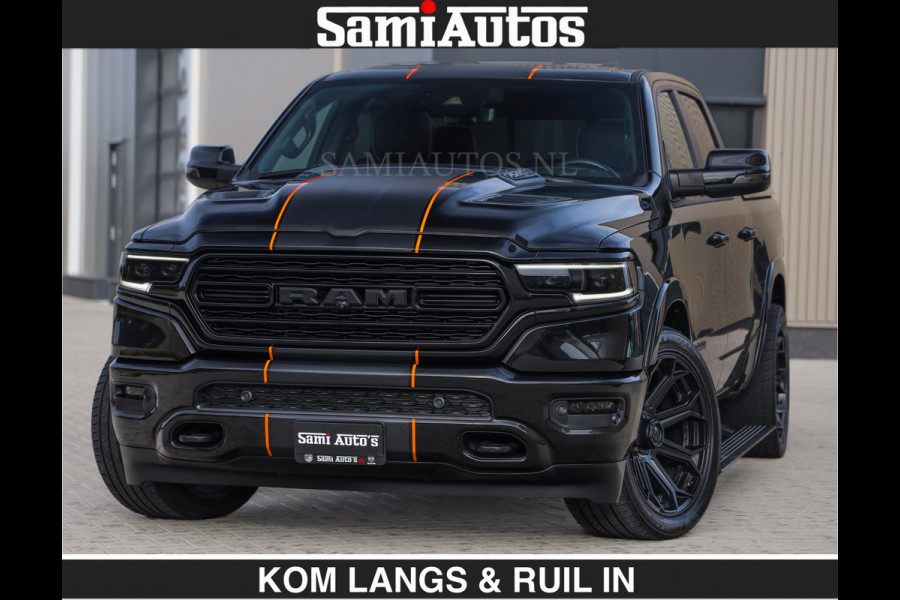Dodge Ram BEAST | LIMITED 5.7 V8 HEMI | HUD | STRIPING | BREDE WIELEN | BLACK ON BLACK | LUCHTVERING | BOM VOL | DC | CREW CAB DUBBELE CABINE | 5 PERSOONS | GRIJSKENTEKEN |