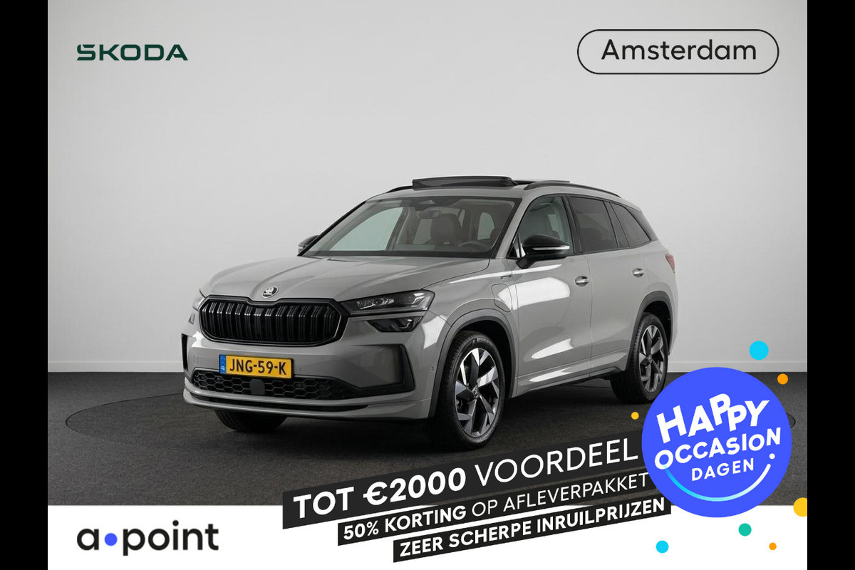Škoda Kodiaq 1.5 TSI PHEV Sportline Business 204 pk Automaat | Verlengde garantie | Navigatie | Panorama dak | Trekhaak (wegklapbaar) | Parkeersensoren | Achteruitrijcamera | Stoelverwarming v/a |