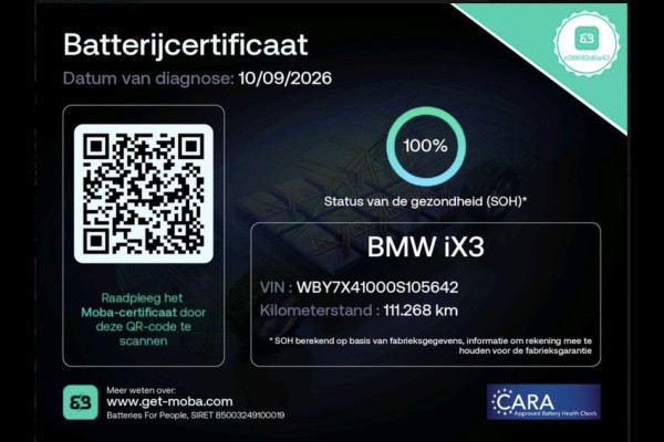 BMW iX3 High Executive 80 kWh (100% SOH, PANORAMADAK, LASER, HEAD-UP, 360 CAMERA, STUURVERWARMING)