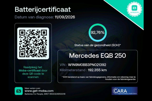Mercedes-Benz EQB 250 AMG Line 7p. 67 kWh 93% SoH(NL-auto, 1e Eig, Dealer OndH, Panorama, SfeerV, Carplay, Camera, StoelV, Etc)
