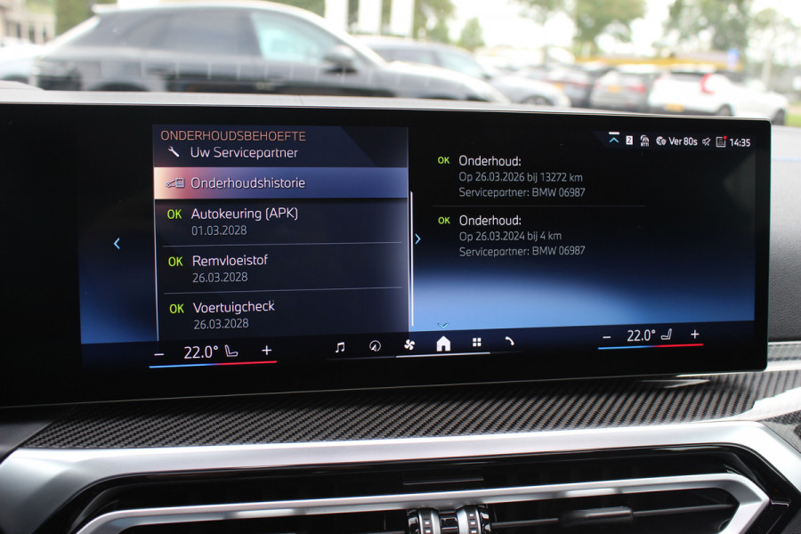 BMW i4 eDrive35 High Executive 70 kWh / SoH 97,5% / 14.818 km / Trekhaak / Schuifdak / 360Camera / Head-up / Harman Kardon / Leder / 19'' / Keyless / Sfeerverlichting / Stuur+Stoelverwarming / Dodehoek / DAB / ACC