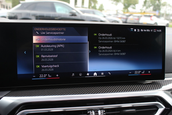 BMW i4 eDrive35 High Executive 70 kWh / SoH 97,5% / 14.818 km / Trekhaak / Schuifdak / 360Camera / Head-up / Harman Kardon / Leder / 19'' / Keyless / Sfeerverlichting / Stuur+Stoelverwarming / Dodehoek / DAB / ACC