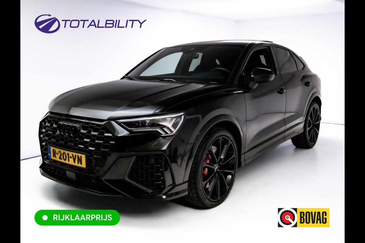 Audi RS Q3 Sportback RSQ3 2.5 TFSI Quattro | Ruitjesleer | Panoramadak | Adaptive cruise | Wegklapbare trekhaak | Sonos | Navigatie El.verstelbare stoelen met stoelverwarming, Carplay/Android auto, 360 camera, Electrische achterklep