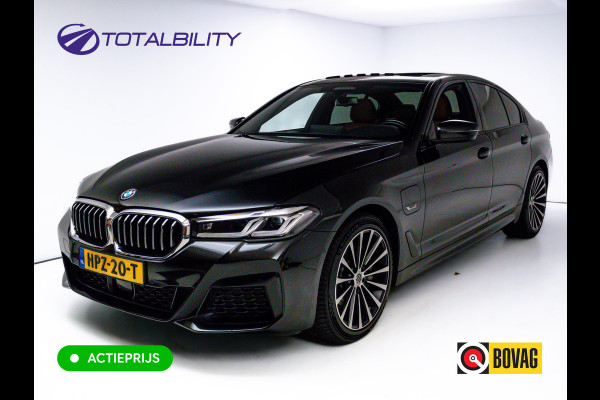 BMW 5 Serie BMW 545e xDrive M-Sport 394PK | 6-CIL. | SCHUIFDAK | TREKHAAK | 360° | ACC | STOEL- & STUURVERW | Adaptieve Cruise, Lederen bekleding, Comfortstoelen, Electrische verstelbare voorstoelen