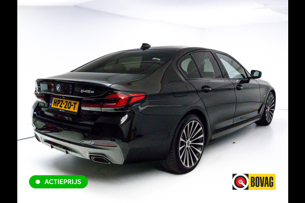 BMW 5 Serie BMW 545e xDrive M-Sport 394PK | 6-CIL. | SCHUIFDAK | TREKHAAK | 360° | ACC | STOEL- & STUURVERW | Adaptieve Cruise, Lederen bekleding, Comfortstoelen, Electrische verstelbare voorstoelen