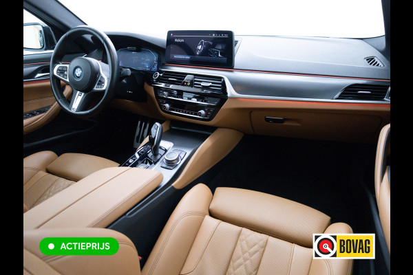 BMW 5 Serie BMW 545e xDrive M-Sport 394PK | 6-CIL. | SCHUIFDAK | TREKHAAK | 360° | ACC | STOEL- & STUURVERW | Adaptieve Cruise, Lederen bekleding, Comfortstoelen, Electrische verstelbare voorstoelen
