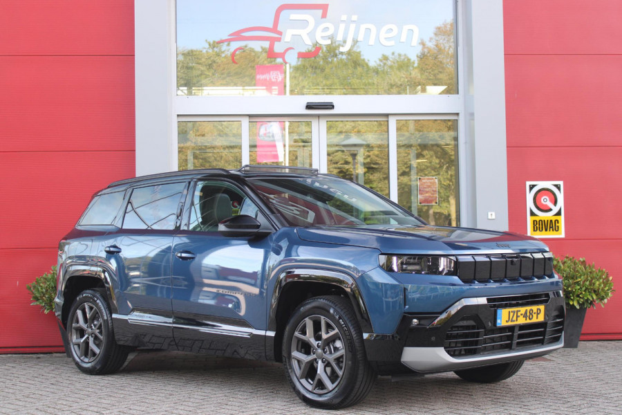 Jeep Compass 1.2 145PK e-Hybrid FIRST EDITION | PANORAMADAK: TWEEDELIG PANORAMISCH SCHUIF-/KANTELDAK | PREMIUM PACK: FOCAL PREMIUM AUDIO/STOELMASSAGE VÓÓR/STOELVENTILATIE VÓÓR/ELEKTRISCH VERSTELBARE VOORSTOELEN MET GEHEUGENFUNCTIE/GLANZEND ZWART GESPOTEN BUMPERS | CONVENIENCE PACK: 360° CAMERA /PARKEERSENSOREN VÓÓR, ACHTER & ZIJDELINGS/BLIND SPOT MONITORING/PEDAALVERWARMINGSPREVENTIE | PACIFIC BLUE | LED MATRIX KOPLAMPEN | 18" LICHTMETALEN VELGEN | VERLICHTE 7-SLEUFS GRILL | PRIVACY GLASS | STOEL/STUUR VERWARMING | VERWARMBARE VOORRUITRAND |SFEERVERLICHTING | ELEKTRISCH BEDIENBARE