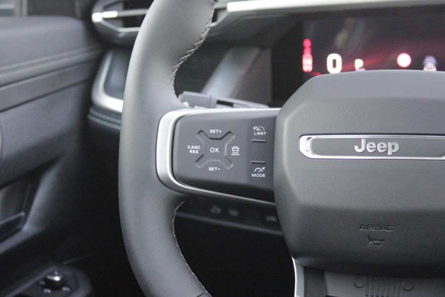 Jeep Compass 1.2 145PK e-Hybrid FIRST EDITION | PANORAMADAK: TWEEDELIG PANORAMISCH SCHUIF-/KANTELDAK | PREMIUM PACK: FOCAL PREMIUM AUDIO/STOELMASSAGE VÓÓR/STOELVENTILATIE VÓÓR/ELEKTRISCH VERSTELBARE VOORSTOELEN MET GEHEUGENFUNCTIE/GLANZEND ZWART GESPOTEN BUMPERS | CONVENIENCE PACK: 360° CAMERA /PARKEERSENSOREN VÓÓR, ACHTER & ZIJDELINGS/BLIND SPOT MONITORING/PEDAALVERWARMINGSPREVENTIE | PACIFIC BLUE | LED MATRIX KOPLAMPEN | 18" LICHTMETALEN VELGEN | VERLICHTE 7-SLEUFS GRILL | PRIVACY GLASS | STOEL/STUUR VERWARMING | VERWARMBARE VOORRUITRAND |SFEERVERLICHTING | ELEKTRISCH BEDIENBARE