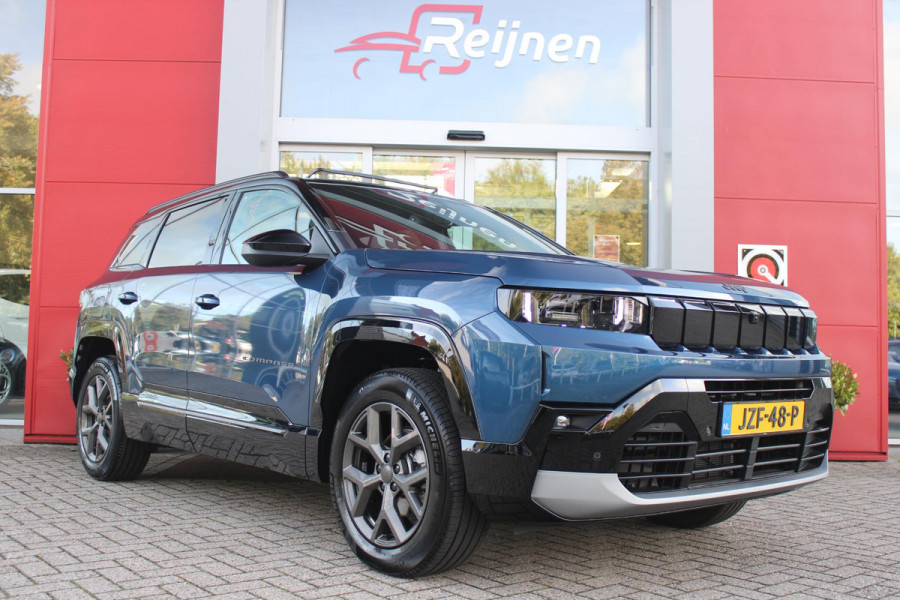 Jeep Compass 1.2 145PK e-Hybrid FIRST EDITION | PANORAMADAK: TWEEDELIG PANORAMISCH SCHUIF-/KANTELDAK | PREMIUM PACK: FOCAL PREMIUM AUDIO/STOELMASSAGE VÓÓR/STOELVENTILATIE VÓÓR/ELEKTRISCH VERSTELBARE VOORSTOELEN MET GEHEUGENFUNCTIE/GLANZEND ZWART GESPOTEN BUMPERS | CONVENIENCE PACK: 360° CAMERA /PARKEERSENSOREN VÓÓR, ACHTER & ZIJDELINGS/BLIND SPOT MONITORING/PEDAALVERWARMINGSPREVENTIE | PACIFIC BLUE | LED MATRIX KOPLAMPEN | 18" LICHTMETALEN VELGEN | VERLICHTE 7-SLEUFS GRILL | PRIVACY GLASS | STOEL/STUUR VERWARMING | VERWARMBARE VOORRUITRAND |SFEERVERLICHTING | ELEKTRISCH BEDIENBARE
