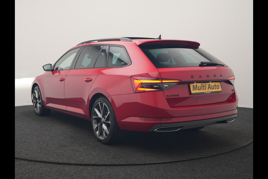 Škoda Superb Combi 1.4 TSI iV Sportline Business PHEV 218pk Dealer O.H. | Trekhaak Af Fabriek | Panodak | Adaptive Cruise | SOH 89,8% | Camera | Canton Audio | Alcantara Sportstoelen Memory & Verwarmd | Stuur Verwarmd | Sfeerverlichting | Keyless | BLIS | Crystal Plug In Hybrid |