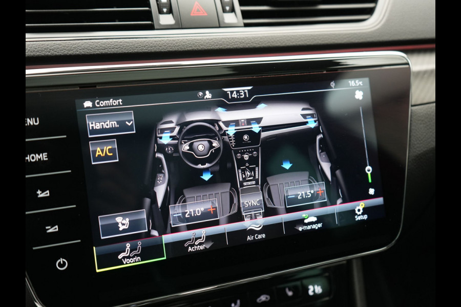 Škoda Superb Combi 1.4 TSI iV Sportline Business PHEV 218pk Dealer O.H. | Trekhaak Af Fabriek | Panodak | Adaptive Cruise | SOH 89,8% | Camera | Canton Audio | Alcantara Sportstoelen Memory & Verwarmd | Stuur Verwarmd | Sfeerverlichting | Keyless | BLIS | Crystal Plug In Hybrid |