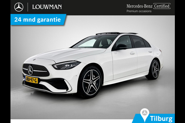 Mercedes-Benz C-Klasse 300 e Business Solution AMG AMG Line | Night Pakket | Panorama Schuif-Kanteldak | Parkeerpakket met 360°-camera | Alarm | Sfeerverlichting. Inclusief 24 maanden MB Certified garantie voor Europa.